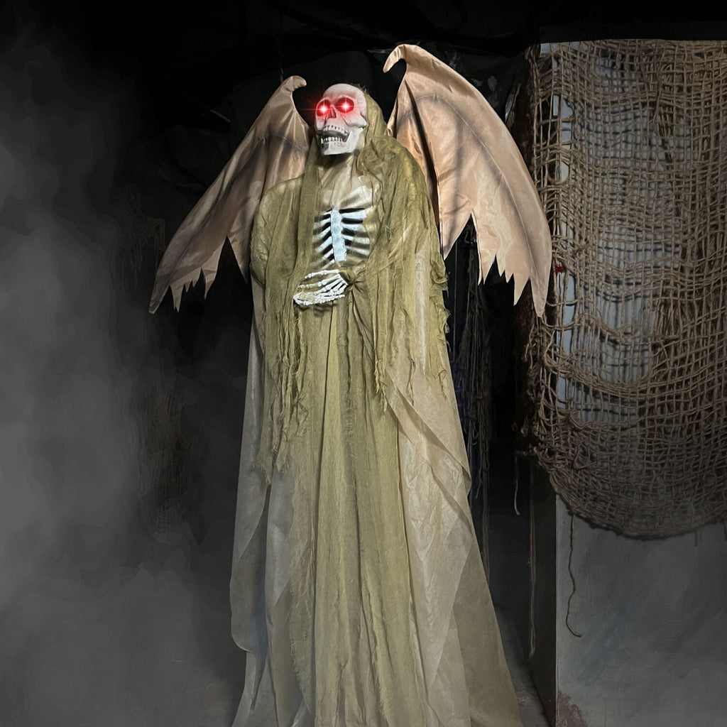 5.5 ft Life-size Animatronic Reaper with Wings, Halloween Decoration, HHWINGSKEL-4FLSA