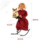 3.2 ft Voice & Sound-Sensor Rocking Horse Girl Halloween Animatronic, HHRCKHRSGRL-1FLSA