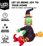 4 FT Halloween Inflatables Witch Crashing Into Tree,LED Lighted Blow Up Yard Decoration for Outdoor Garden Lawn Party Decor