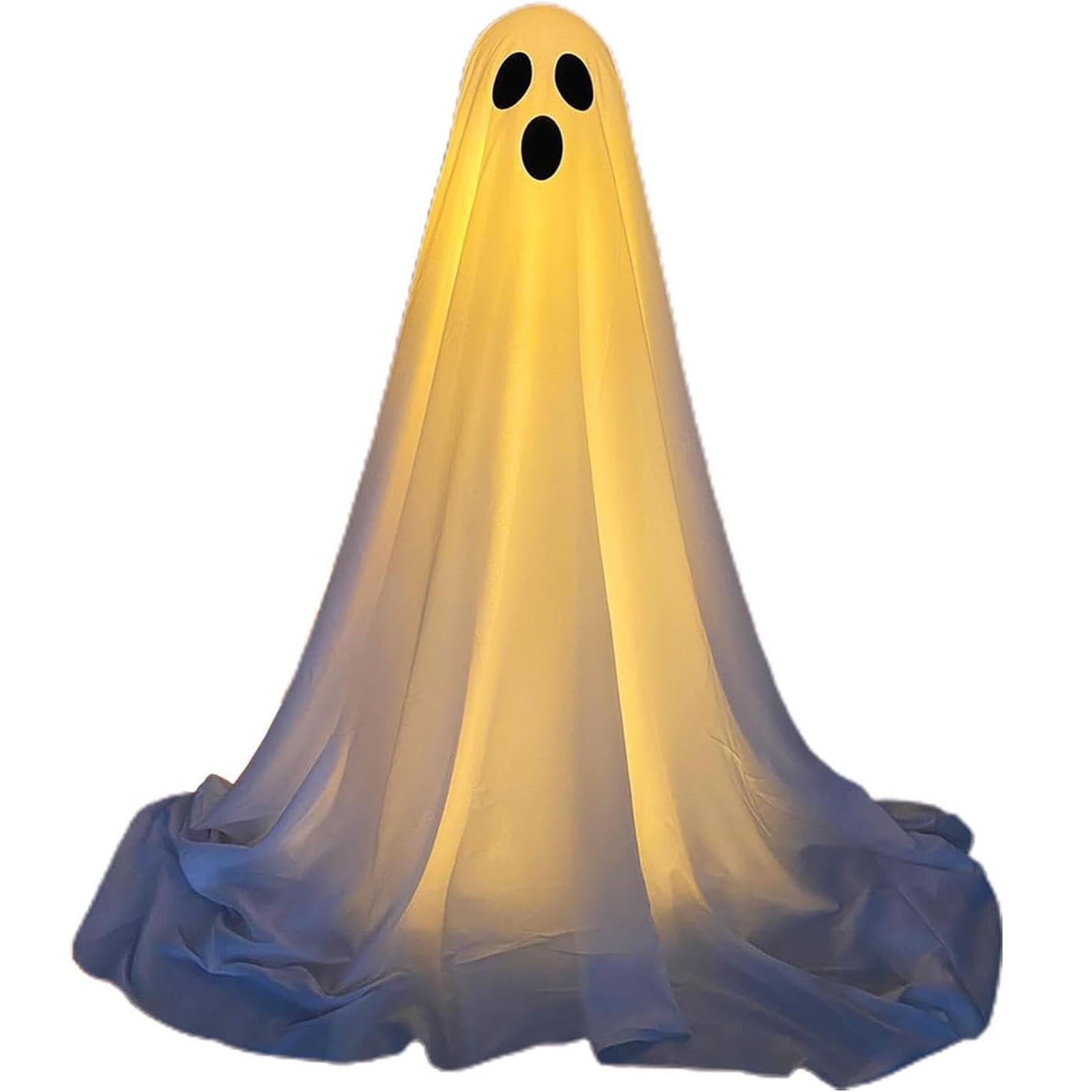 Halloween Ghost Decorations 8ft Tall Glowing White Fabric Ghost with Light Stand for Front Porch Yard Indoor Outdoor Spooky Party Decor