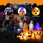 9FT Halloween Inflatable Black Cat with Pumpkin,Halloween Yard Decoration with 8 LED Lights,Blow Up Outdoor Lawn Decor