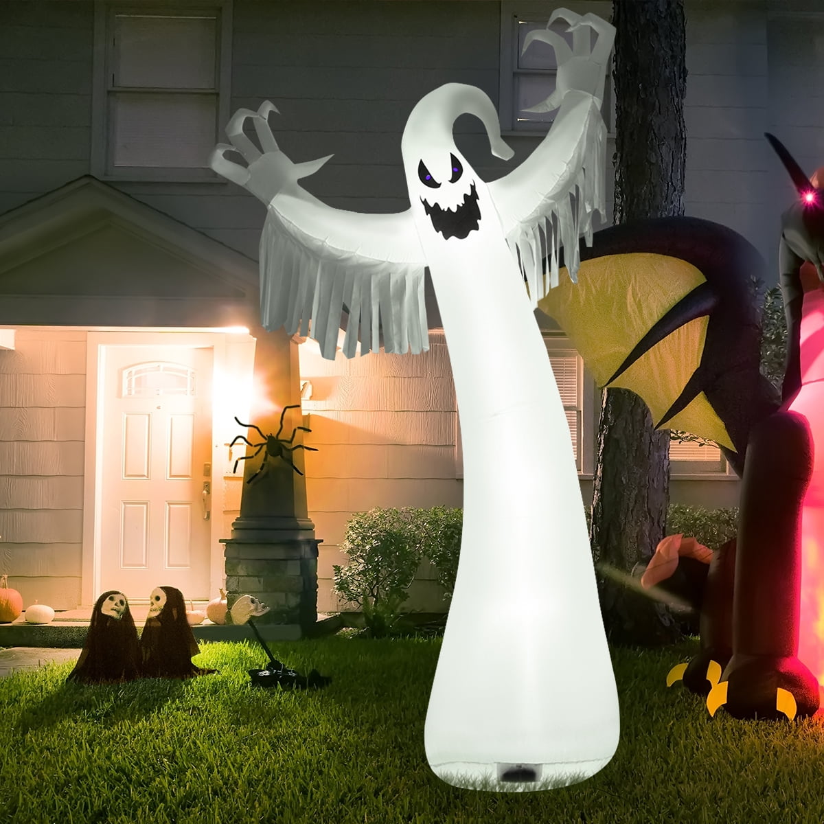 Topbuy Ghost Blow Up Halloween Outdoor Yard Inflatable, with LED Lights 12'