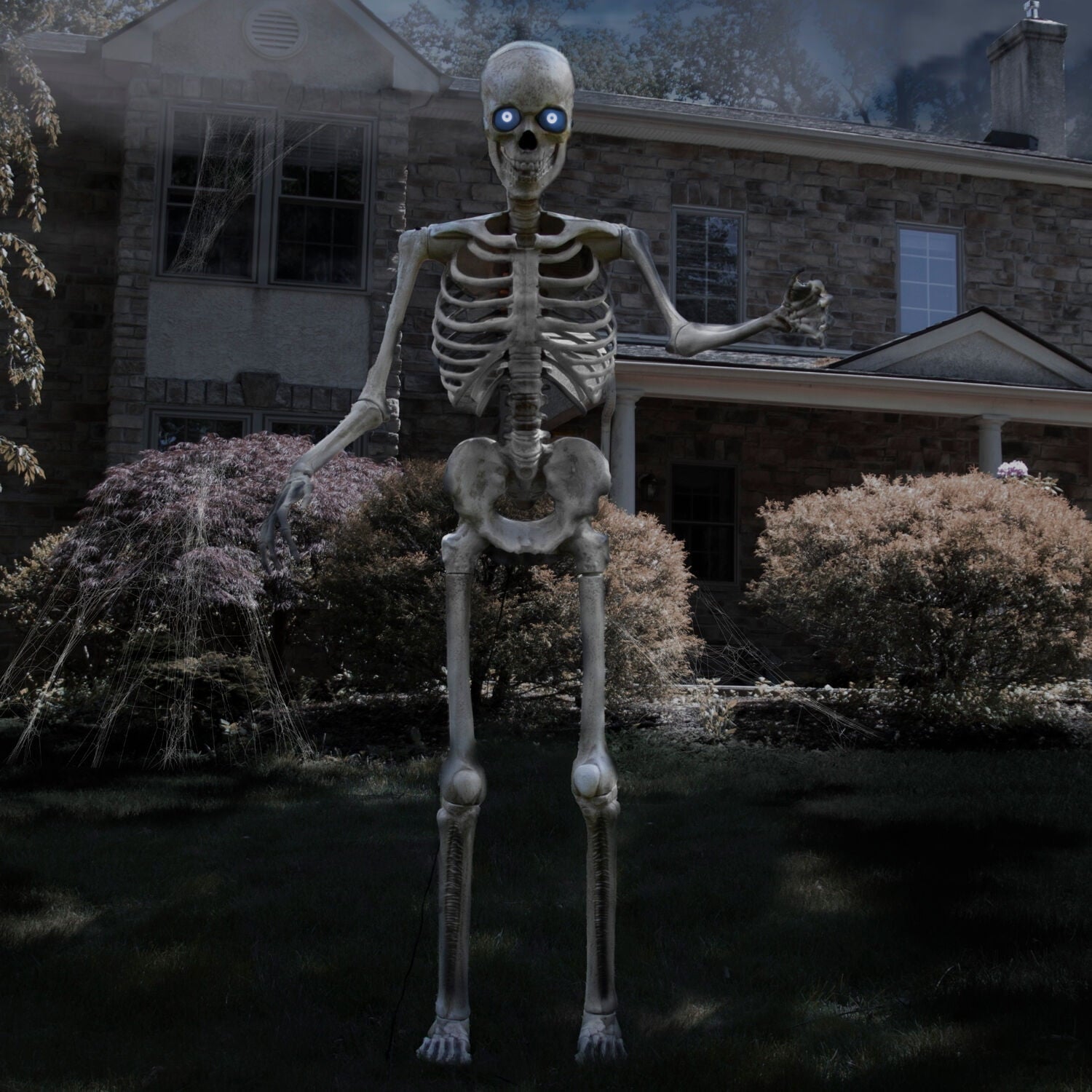 8 ft Tall Motion-Activated Towering Skeleton, Premium Talking Halloween Animatronic Decoration, Plug-In, HHTWRSKEL-2FLSA