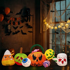8FT Halloween Inflatable Pumpkin Ghost Scene, Waterproof Polyester, Quick Inflation with Stakes/Ropes for Yard/Garden/Indoor