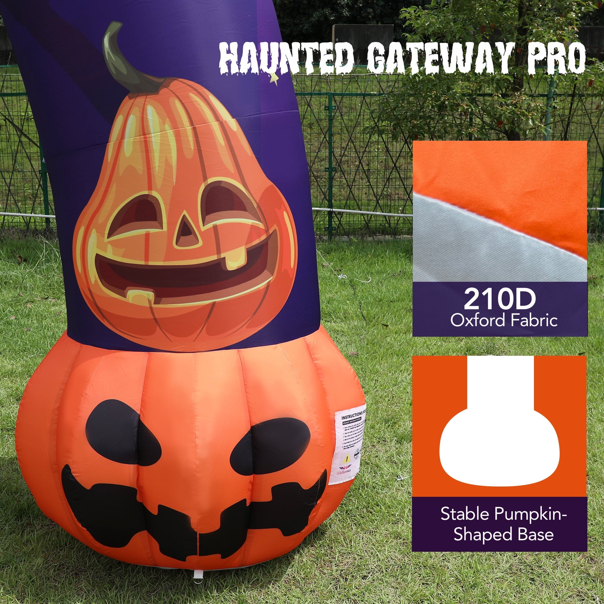 Wellcomer 27ft Halloween Giant Inflatable Pumpkin Arch with Built-in Blower - Halloween Outdoor Decor