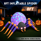 8 FT Halloween Spider Inflatables Outdoor Decorations, Blow Up Yard Decoration with Built-in LED Lights for Holiday, Party, Yard, Garden