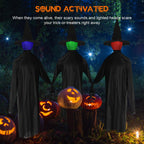 Zimtwon 5.2ft Halloween Decorations Halloween Witches Halloween Props Sorcerers Animated Wicked Sound LED Lighted Glowing Head