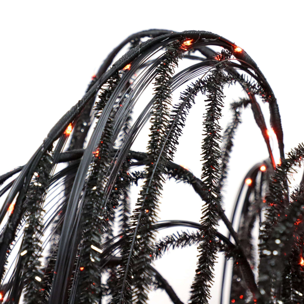 6 ft Black Willow Tree with Orange and Purple LED Lights for Outdoor Halloween Decor