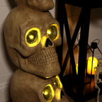 37" Skull Stack Statue with LED Eyes, Halloween Decor, HHMG036-1SKL-NAT