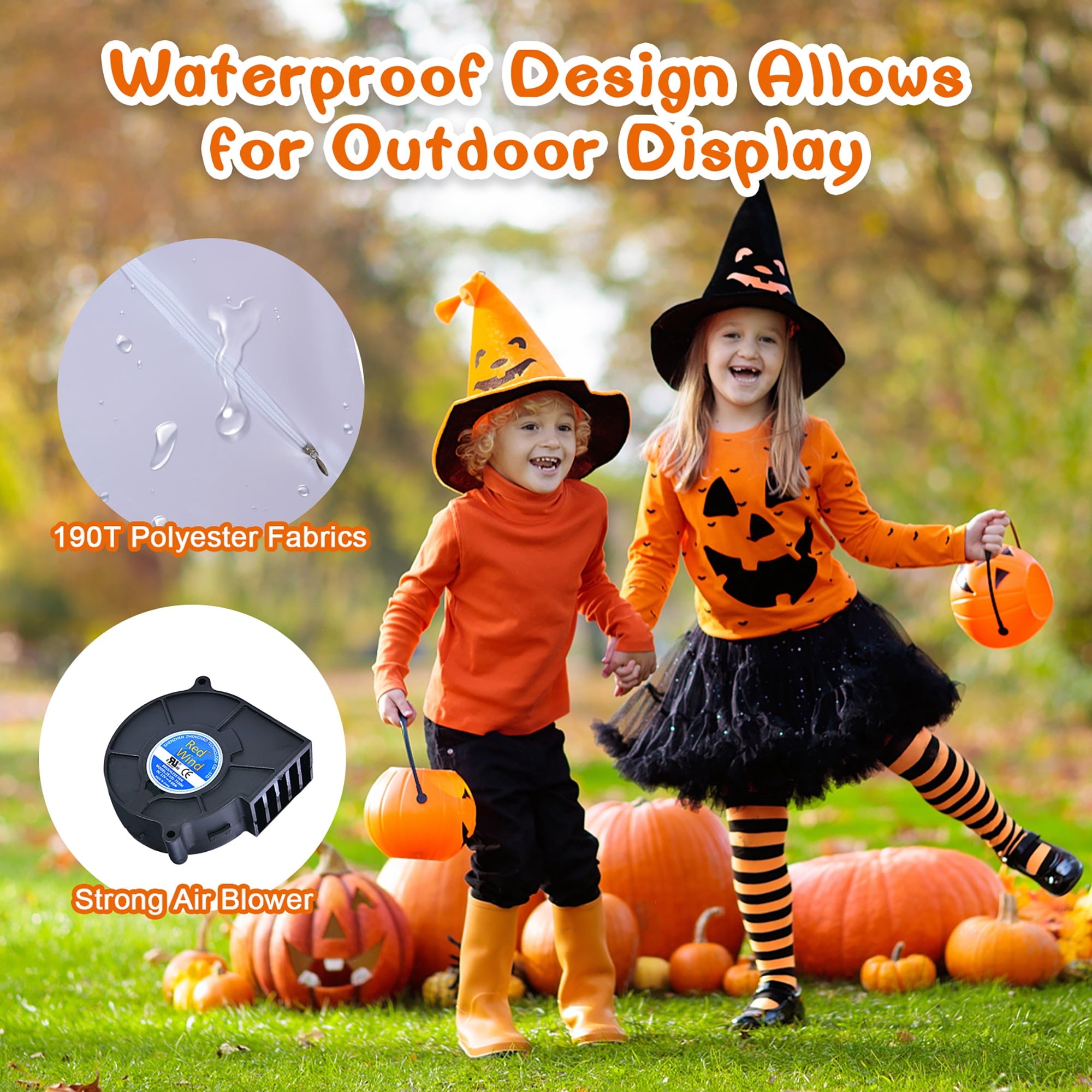 Costway 2 Pack 3 FT Halloween Inflatable Eyeballs w/ Air Blower & Red LED Lights
