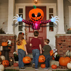 5 FT Halloween Inflatable Pumpkin Ghost  Outdoor LED Blow-Up Decoration with Giant Arms, Light-Up Eyes, Waterproof Yard Decor for Lawn and Garden