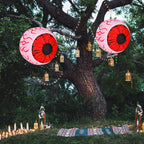 Costway 2 Pack 3 FT Halloween Inflatable Eyeballs w/ Air Blower & Red LED Lights