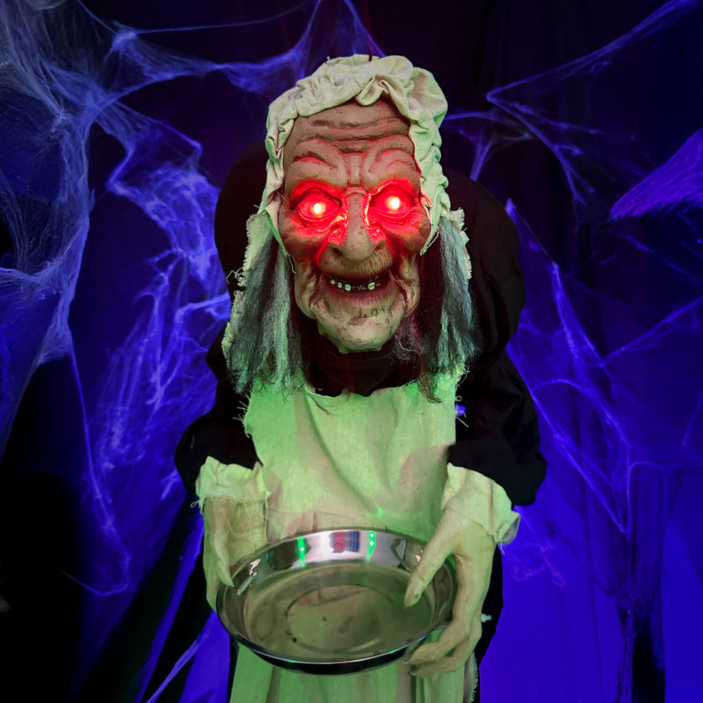 5 ft Life-Size Animatronic Indoor/Covered Outdoor Zombie Maid Halloween Decoration, HHLADY-4FLSA