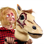 3.2 ft Voice & Sound-Sensor Rocking Horse Girl Halloween Animatronic, HHRCKHRSGRL-1FLSA