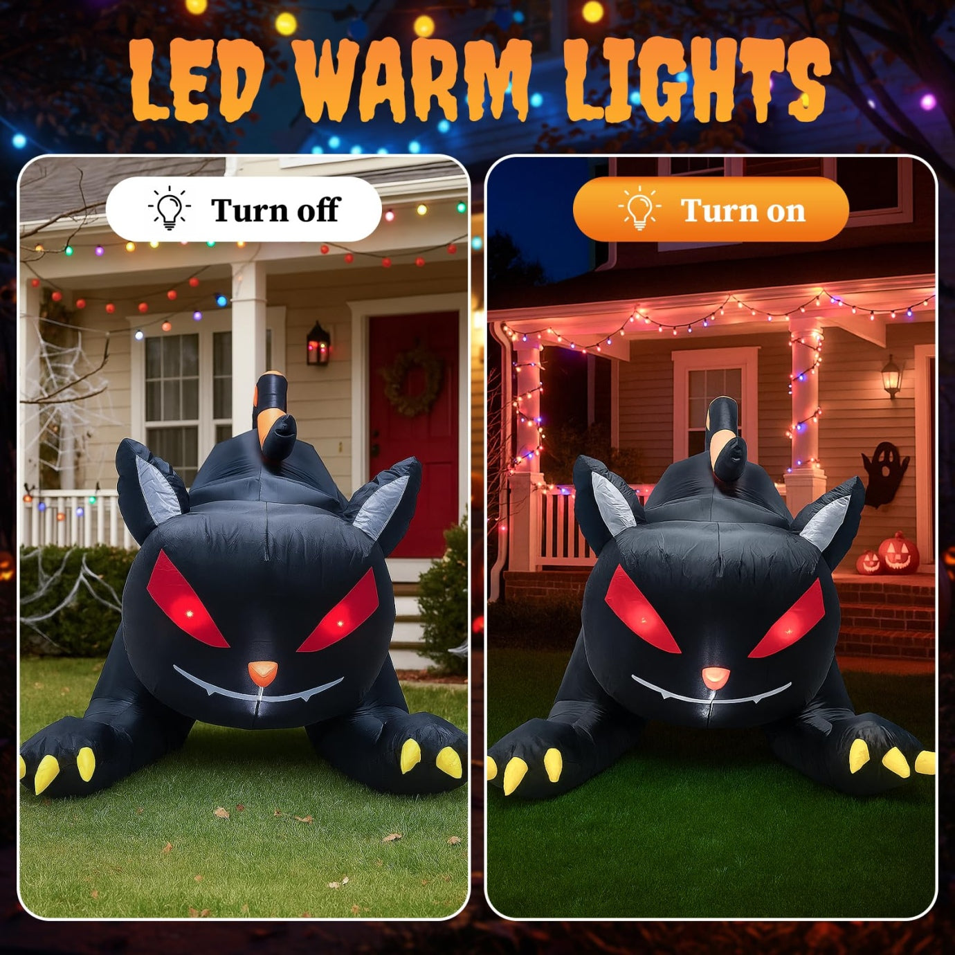 6.5FT Halloween Inflatable Black Cat, Blow Up Yard Decoration with Shakable Head & LED Lights, Large Halloween Decor for Yard, Party, Garden