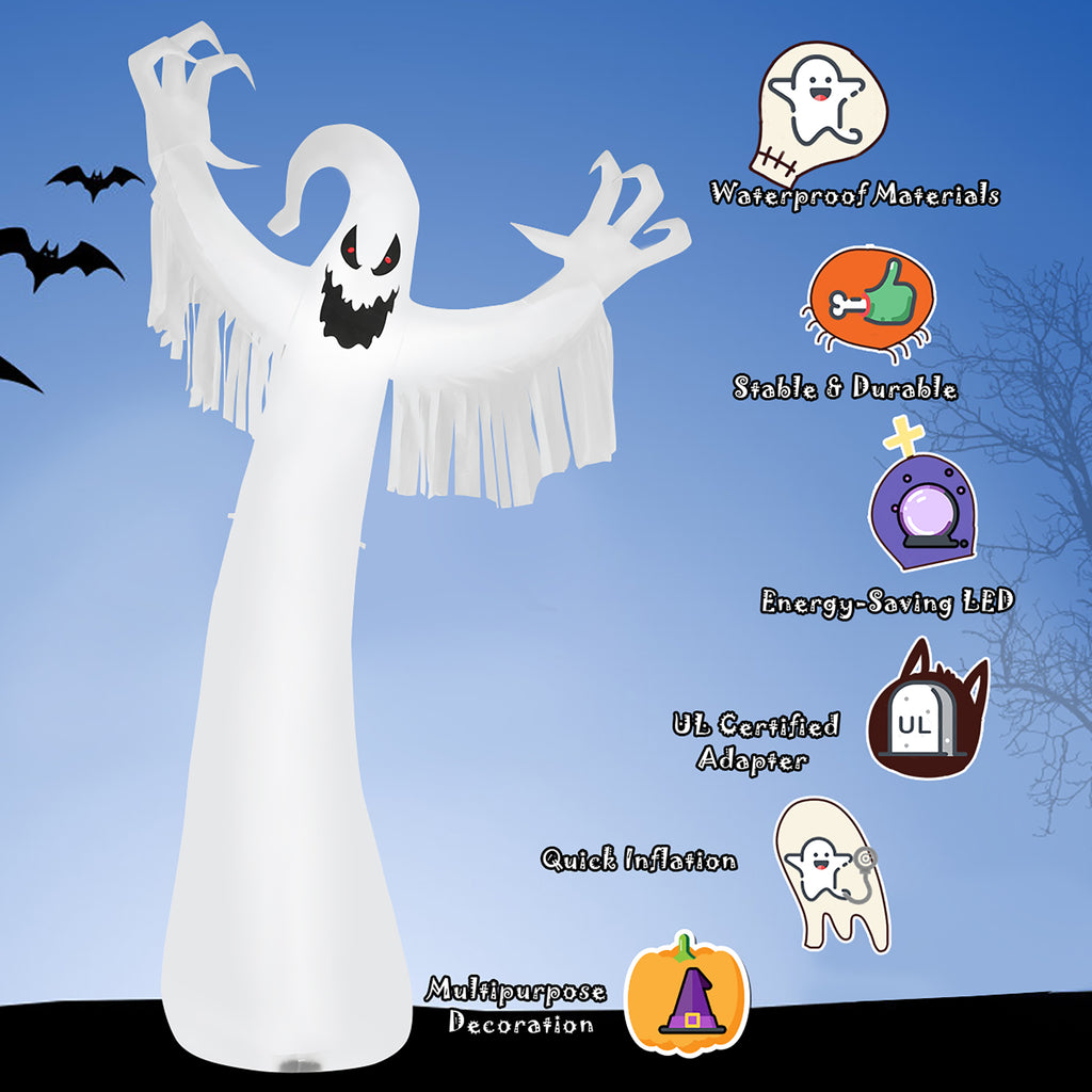 Costway 12ft Inflatable Halloween Blow Up Ghost Decoration w/ Built-in LED Light