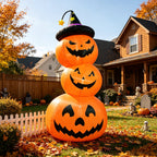 Faburo 6FT Halloween Inflatable Pumpkin Stack with LED Lights, 3 Jack O Lantern Blow Up Outdoor Halloween Decorations for Yard Lawn Garden Porch