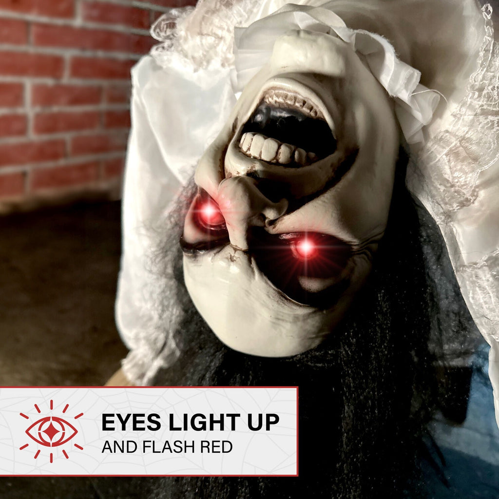 Lifesize 35" Animatronic Possessed Woman with Lights and Sound, Halloween Decoration,HHLADY-11FLSA