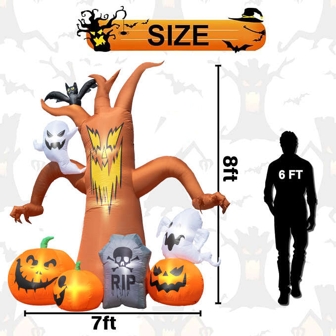 Coolmade 8ft Halloween Inflatables Decorations Inflatable Dead Tree Outdoor Decorations with LED Lights Built-in Blow Up Yard Decoration Pumpkin Ghost for Halloween Outdoor