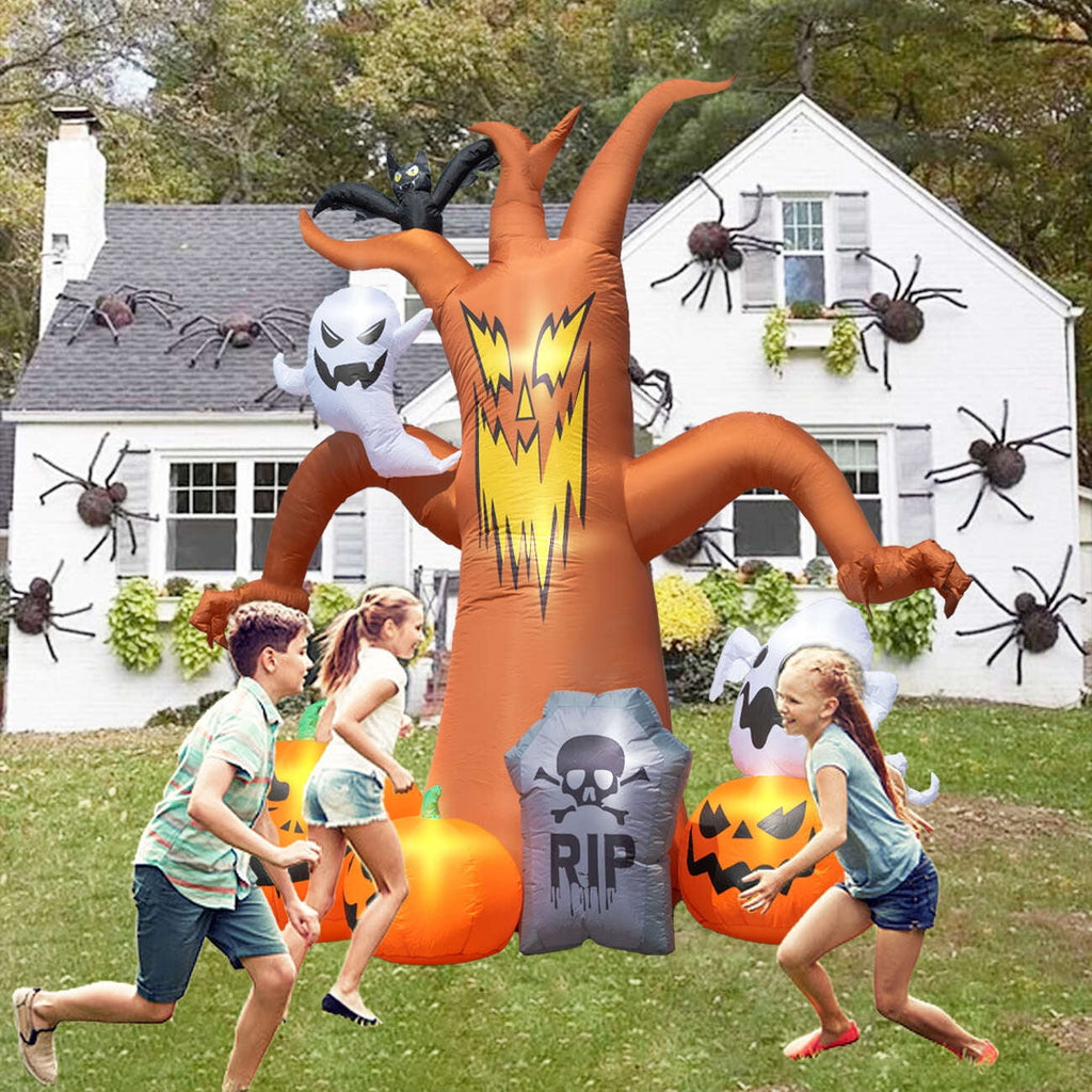 Coolmade 8ft Halloween Inflatables Decorations Inflatable Dead Tree Outdoor Decorations with LED Lights Built-in Blow Up Yard Decoration Pumpkin Ghost for Halloween Outdoor