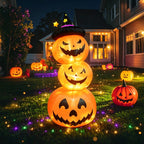 Faburo 6FT Halloween Inflatable Pumpkin Stack with LED Lights, 3 Jack O Lantern Blow Up Outdoor Halloween Decorations for Yard Lawn Garden Porch