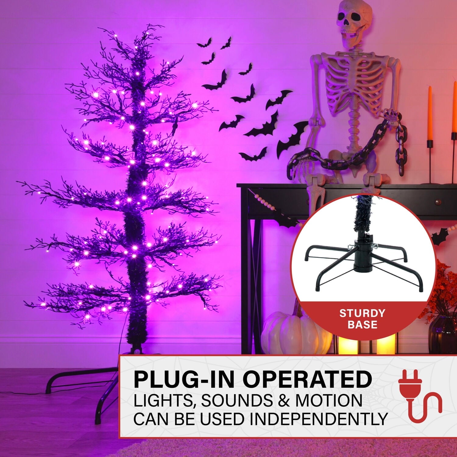 5 ft Dancing Halloween Tree Animatronic, Halloween Decor, HH050DANCETR-PUR