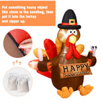 Thanksgiving Inflatable Turkey 5FT Blow up Outdoor Thanksgiving Inflatables Decoration with LED Lights for Holiday Party Yard Garden