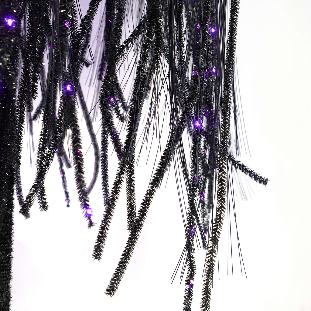 6 ft Black Willow Tree with Orange and Purple LED Lights for Outdoor Halloween Decor