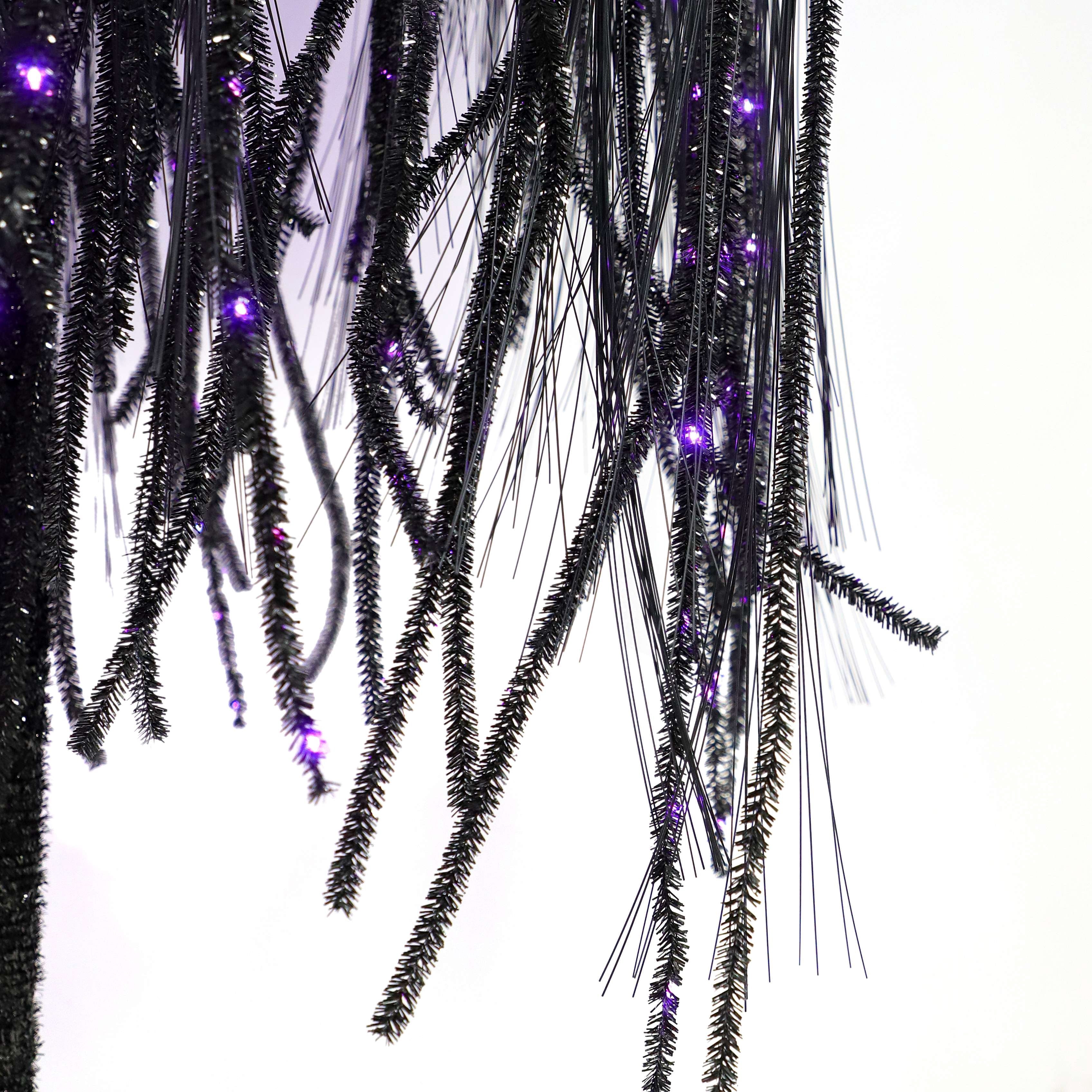 6 ft Black Willow Tree with Orange and Purple LED Lights for Outdoor Halloween Decor