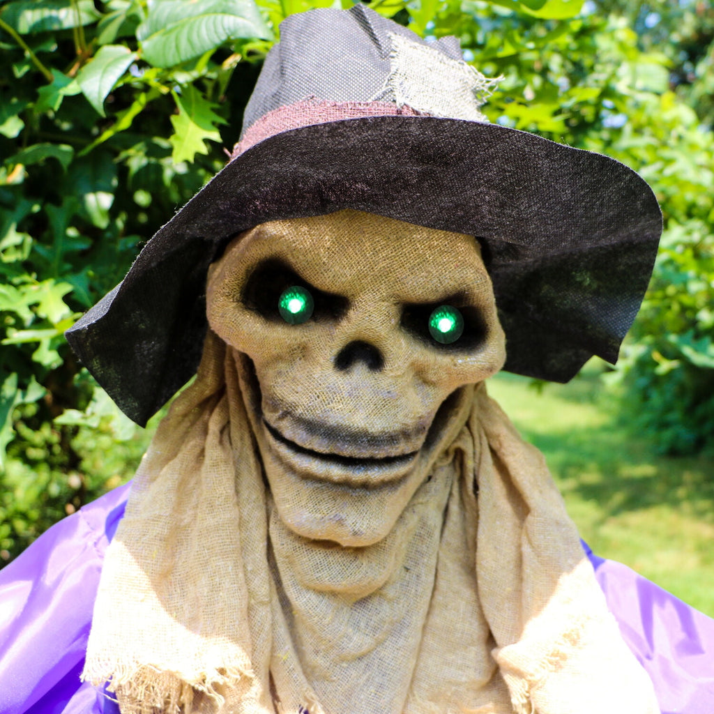 6 ft Standing Halloween Scarecrow Yard Decoration with LED Green Eyes, HHSCR-5FLS