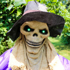 6 ft Standing Halloween Scarecrow Yard Decoration with LED Green Eyes, HHSCR-5FLS