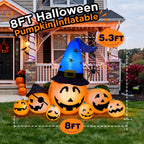 8.7ft Long Halloween Inflatable Pumpkin Decoration with Built-in LED Lights, Large Outdoor Blow-Up Yard Decor for Lawn, Garden, Porch, Haunted House and Halloween Party