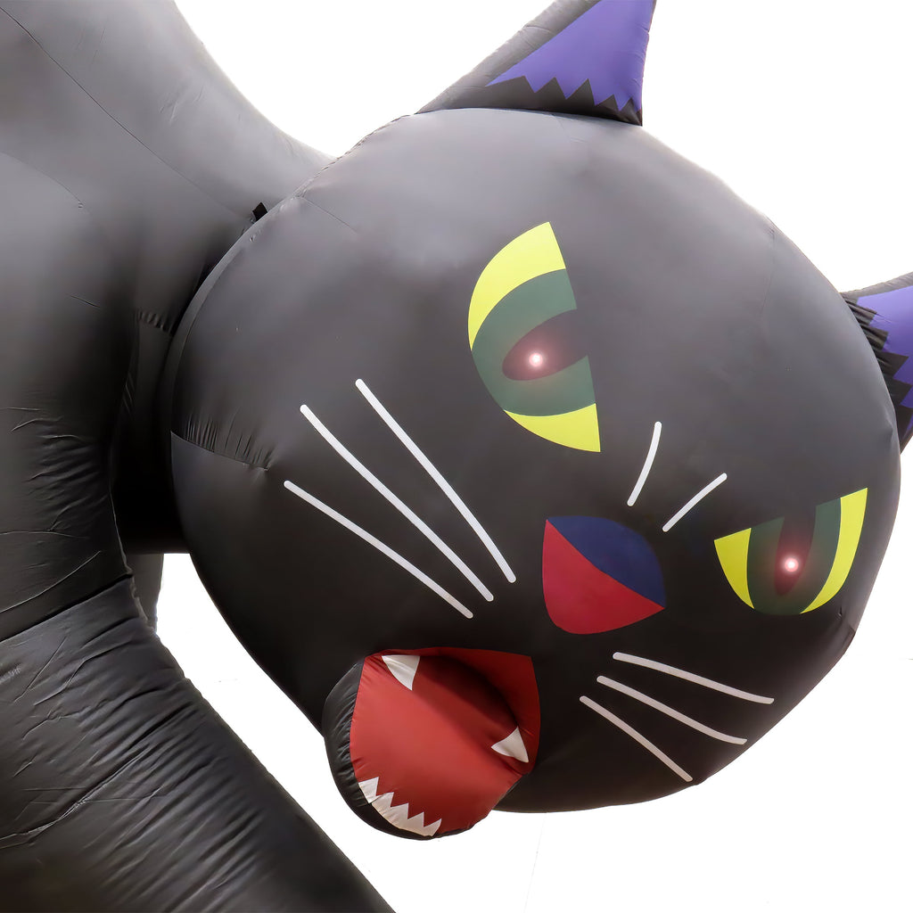 20 ft. Inflatable Halloween Black Cat, 4 Red LED Lights