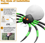 8FT Halloween Spider Inflatables Outdoor Decorations for Yard, Giant Green Spider with Blow up Rotating Fire Flame, Large Spooky Spider Props for Halloween Party Garden Lawn House Holiday Room Decor