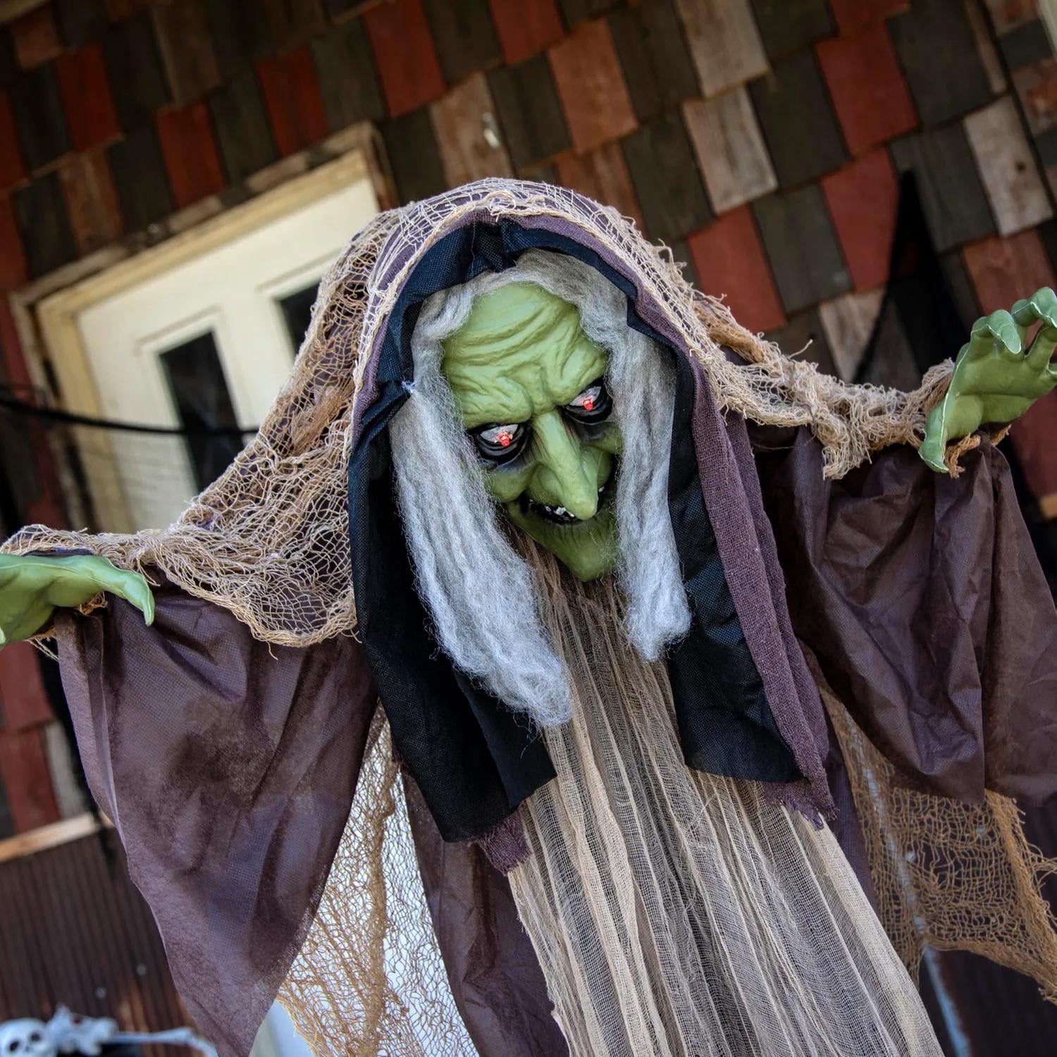 43 1/4" x 4 Ft. 9" Light-Up Hunchback Witch Standing Halloween Decoration
