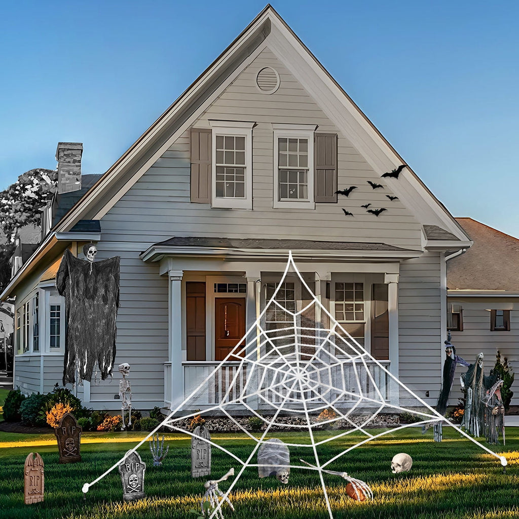 HKKDKTA Halloween Spider Web Lights Decoration, 250 LED Giant Spider Web 16.4ft Light Up Halloween Web Lights for Yard, Porch Decor (Purple)
