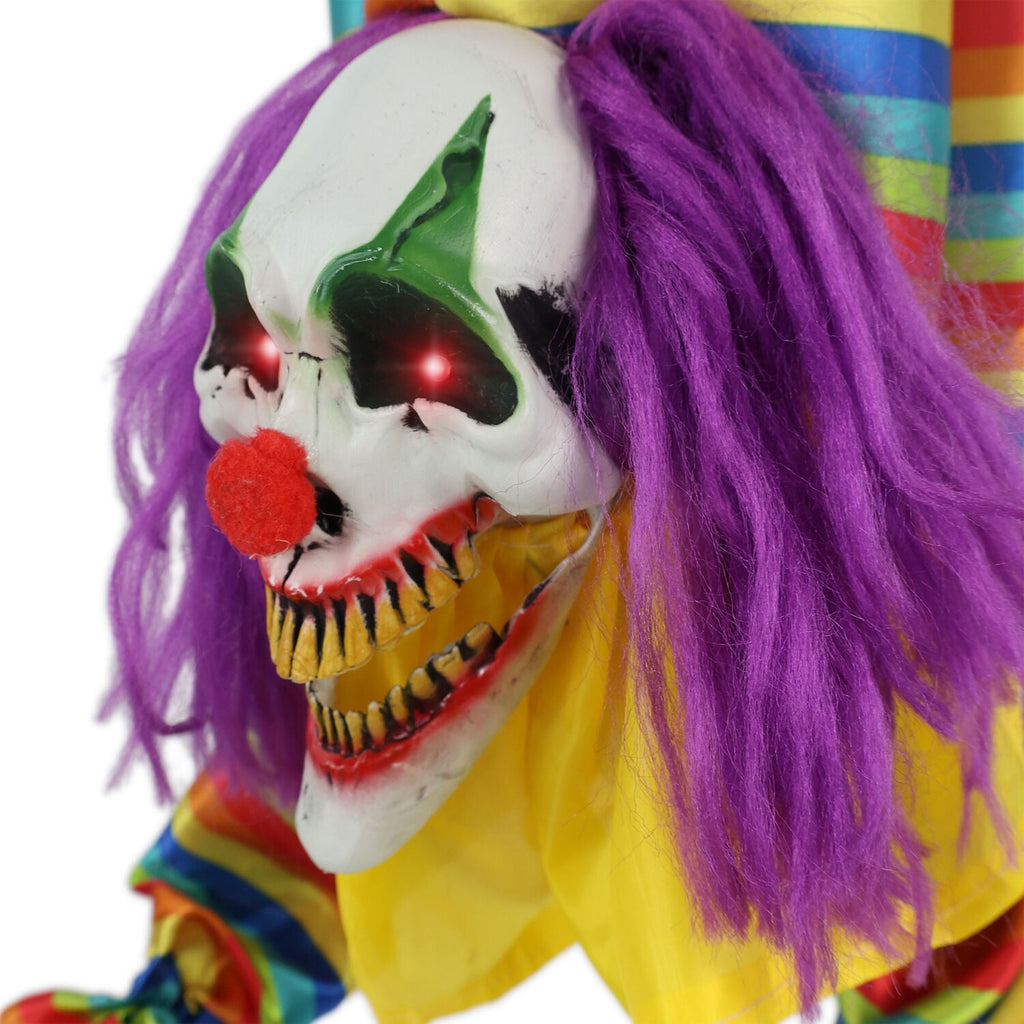 47 in Animatronic Hanging Upside Down Clown with Lights and Sound, Halloween Decoration, HHCLOWN-39HLSA