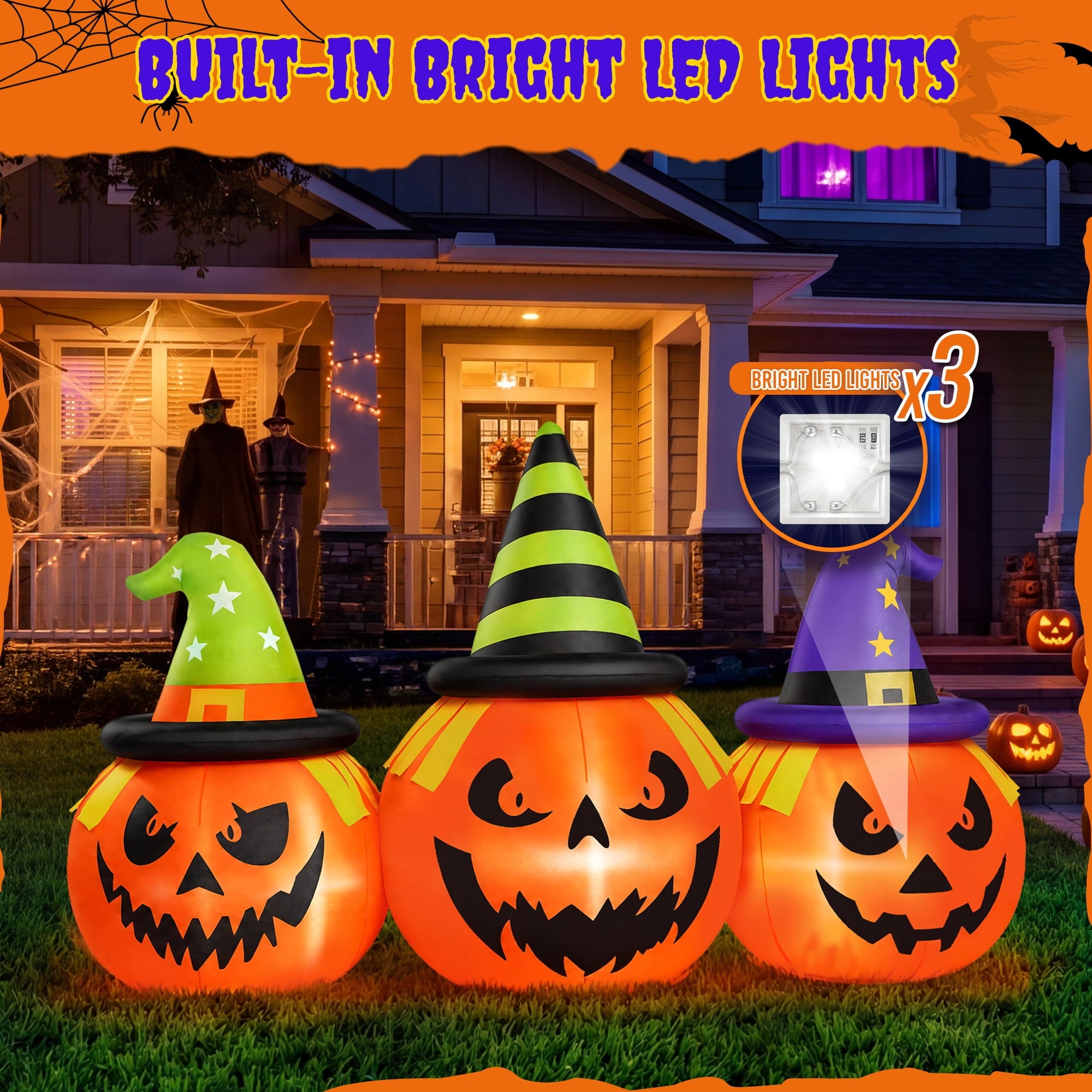 6FT Halloween Inflatable Pumpkins Decorations with LED Lights, Halloween Blow Ups Decoration for Home Party