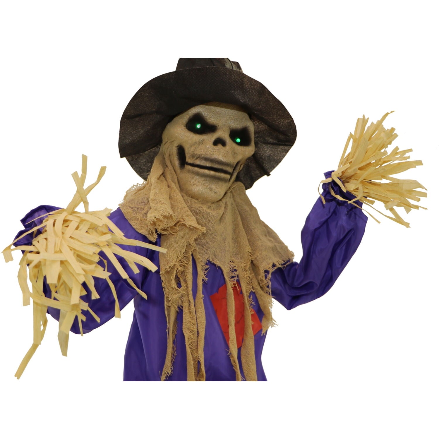 6 ft Standing Halloween Scarecrow Yard Decoration with LED Green Eyes, HHSCR-5FLS