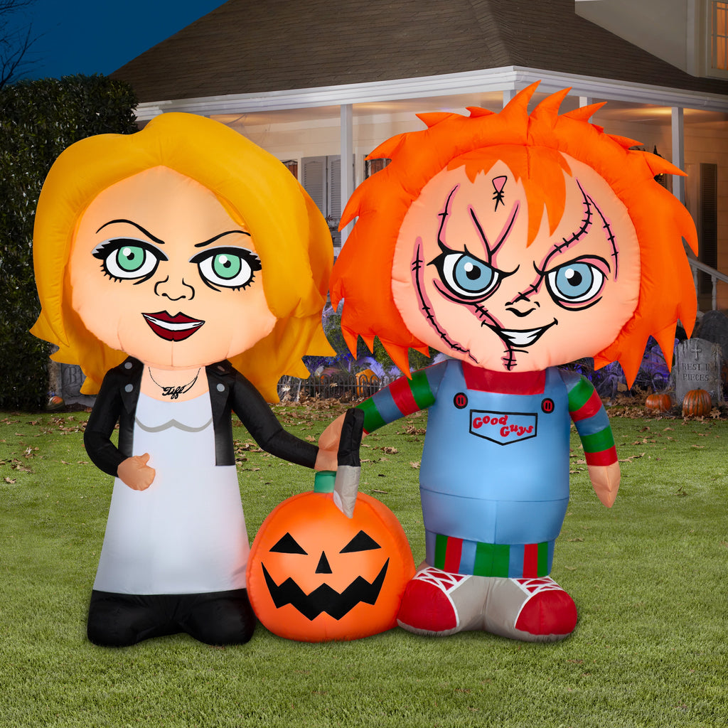 Halloween Airblown Yard Inflatables Chucky and Bride & Pumkin 66.14 in x 19.29 in x 57.48 in 5.09 lb