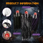 3 Pack Hanging Skeleton Ghosts for Halloween Decorations Outdoor, Grim Reaper for Halloween Decor