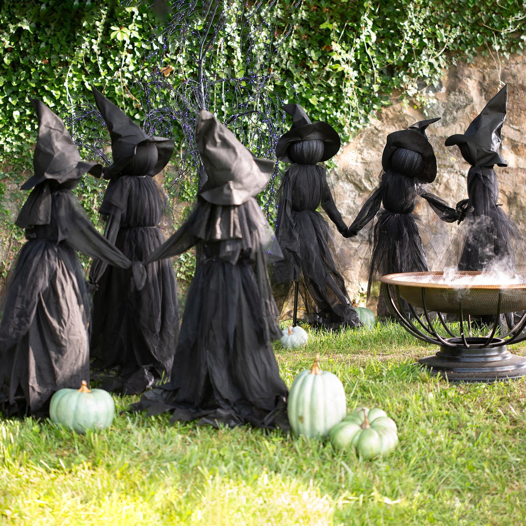 Evergreen Set of 3 LED Lighted Halloween Witch Stakes, 4' Tall for Garden Lawn or Patio