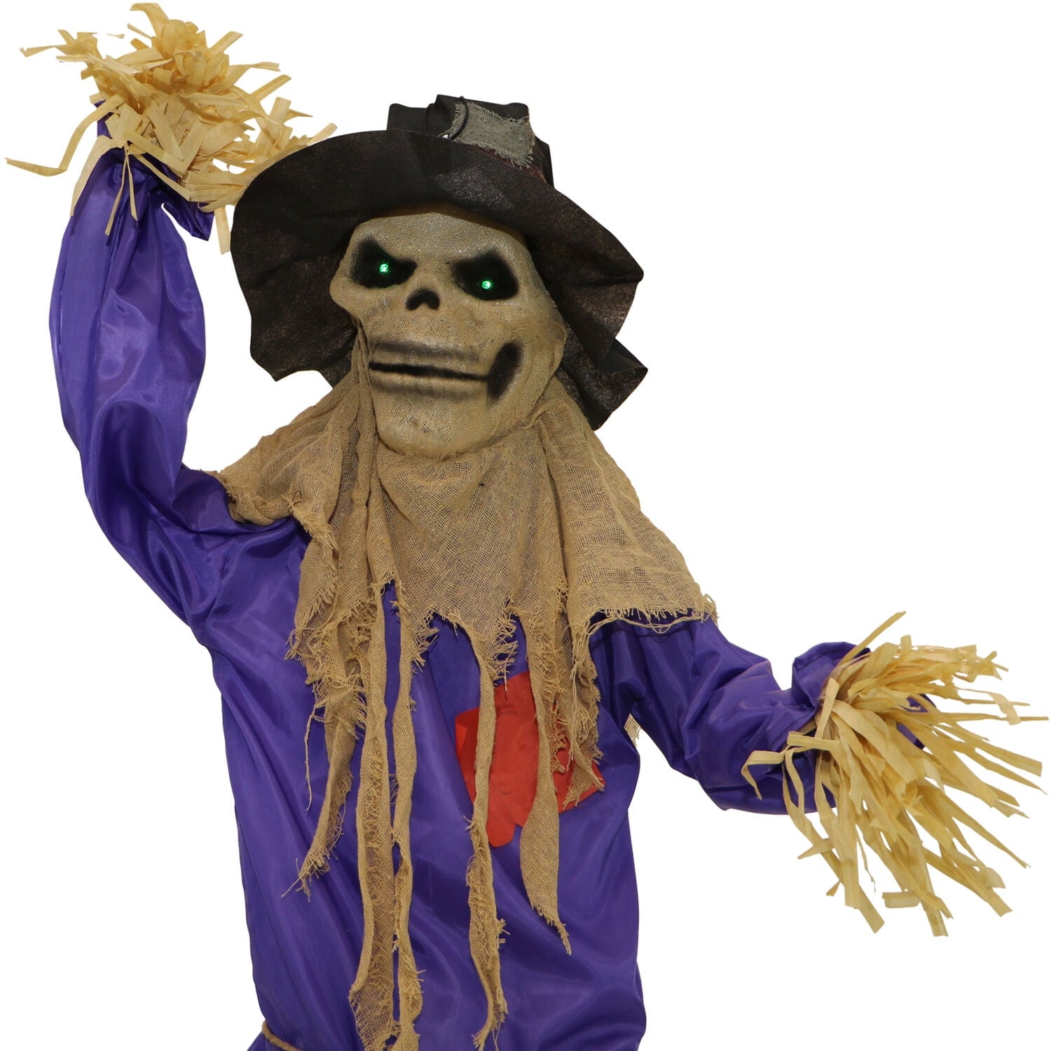 6 ft Standing Halloween Scarecrow Yard Decoration with LED Green Eyes, HHSCR-5FLS
