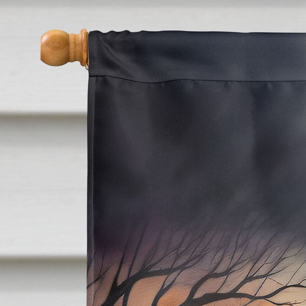 Halloween Keeshond Dog House Flag 28x40IN Double-Sided Polyester Decorative Sleeve Pole Flag for Outdoor Home Garden