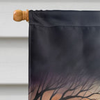 Halloween Keeshond Dog House Flag 28x40IN Double-Sided Polyester Decorative Sleeve Pole Flag for Outdoor Home Garden