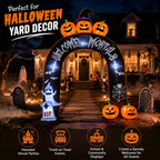 10FT Halloween Inflatable Arch for Outdoor Decor, LED Lighted Scary Archway with Ghost & Pumpkin, Blow Up Yard Decoration for Haunted Party Graveyard