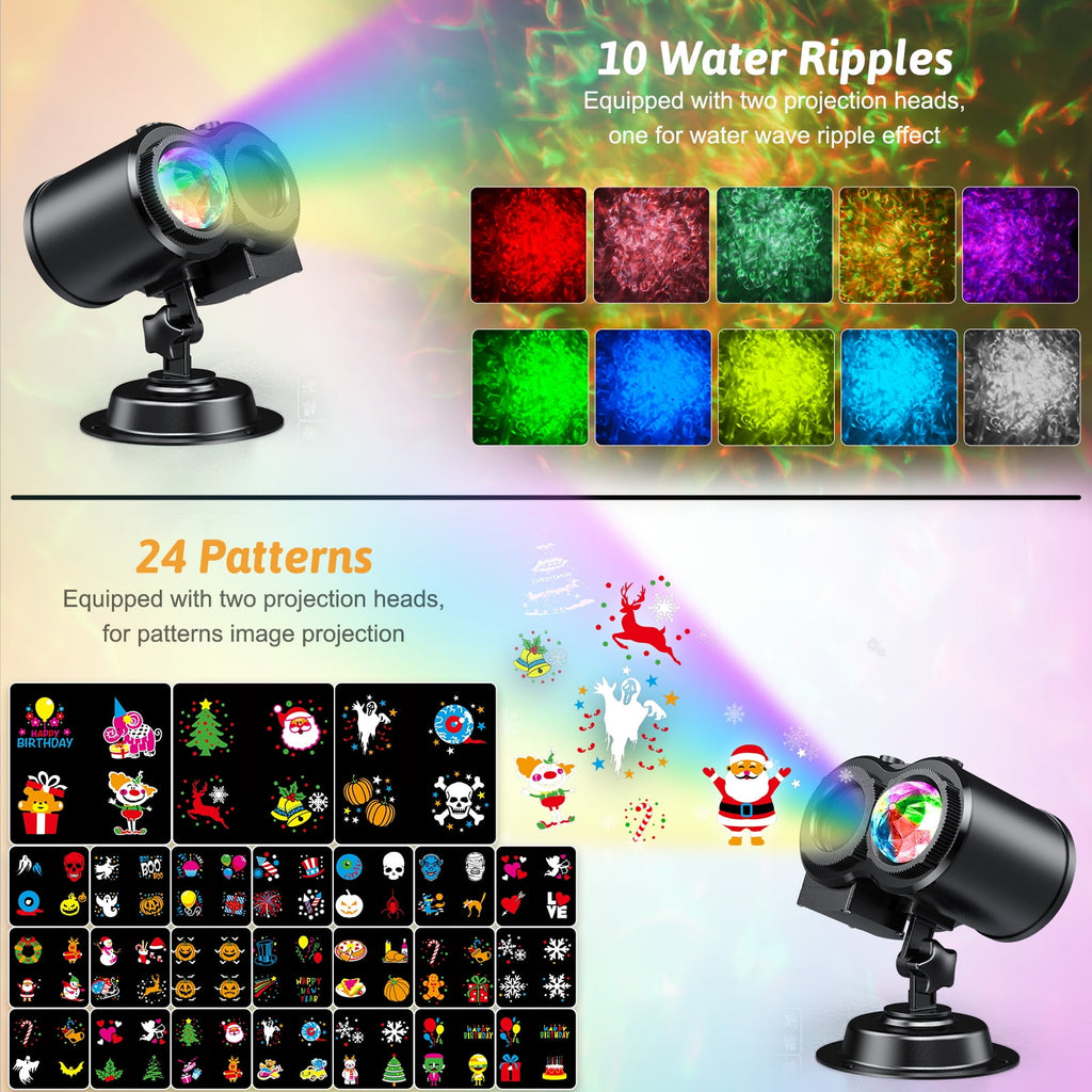 Outdoor HD projector light, remote control 16 switchable modes, Christmas Halloween celebrations, birthdays, weddings and parties, waterproof light show