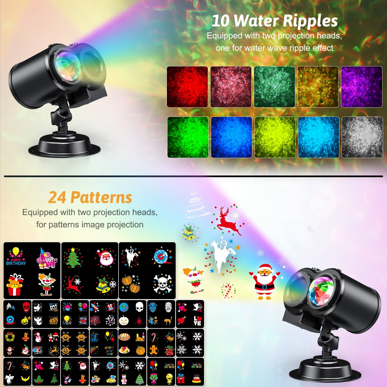 Outdoor HD projector light, remote control 16 switchable modes, Christmas Halloween celebrations, birthdays, weddings and parties, waterproof light show