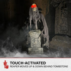 3 ft Touch-Activated Rising Reaper with Tombstone Halloween Accessory, HHRPRTOMB-2FLSA
