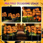 2 packs 40 LEDs Solar Halloween Pumpkin Stake Lights, 2 Modes Outdoor Waterproof Halloween Decorations, Solar Halloween Lights Stakes for Garden Yard Pathway